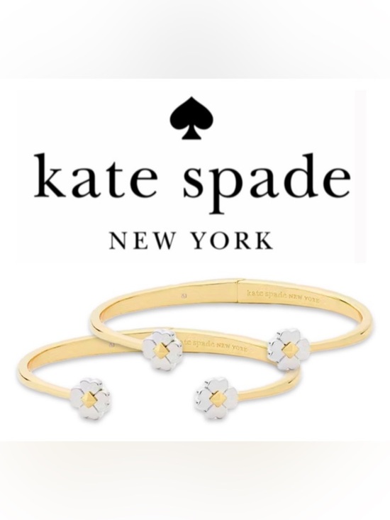 kate spade Jewelry - Lot of 2x NEW [kate spade] Spades & Studs Gold Metal Cuff Flower Bracelets